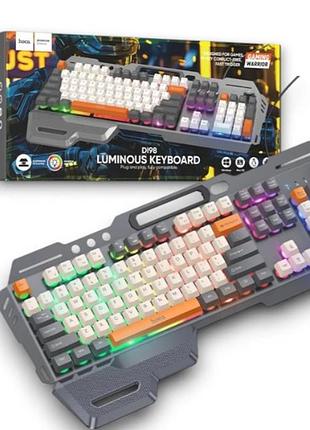 Игровая проводная клавиатура hoco di98 104 клавиши ua/en, anti-ghosting с rgb подсветкой