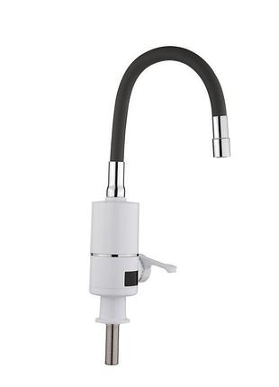 Проточный кран-водонагреватель с гибким изливом для кухни lidz warm 065 ldwar065gre49096 white/grey