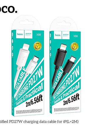 Кабель usb hoco x88 gratified pd27w type-c to lightning 2m м'ята упаковка чорний