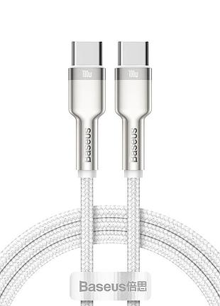 Кабель baseus cafule series metal data cable type-c to type-c 100w 1m white