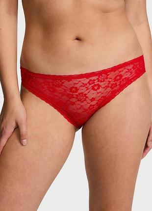 Жіночі трусики victoria's secret (329425482299) sequin posey lace bikini xs червоні