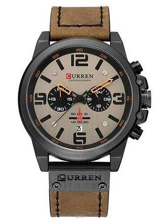 Мужские наручные часы curren 8314 khaki-black хаки с черным корпусом