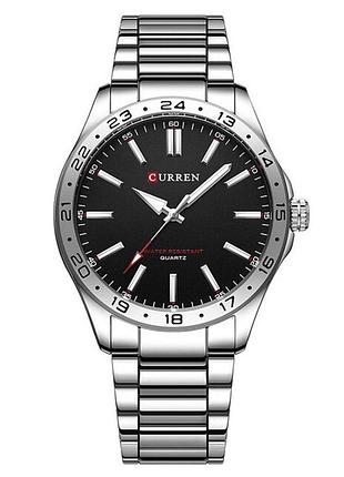 Чоловічий наручний годинник curren 8452 silver-black сріблястий із чорним циферблатом