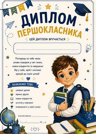 Диплом первоклассника удостоверения сертификата формат а4 для мальчика