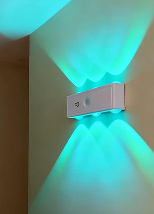 Аккумуляторный настенный ночник rgb на магните с датчиком движения 12 см