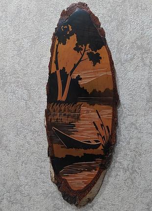 Панно на зрізі берези. вінтажне. 16*45 см