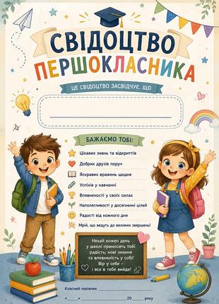 Свидетельство первоклассника а4 удостоверения диплом