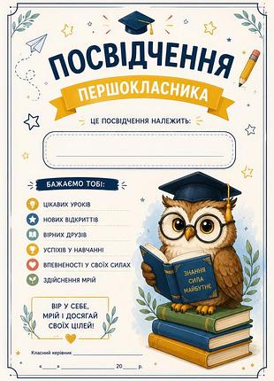 Признание первоклассника свидетельство а4 формата для 1 класса