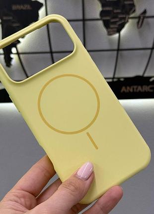 Чохол silicone case magsafe чохол з мікрофіброю для iphone 17 pro max,чохол-накладка для айфон 17 pro max (лимонний)