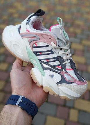 Жіночі літні кросівки adidas vento xlg deluxe білі з сірим та малинови кросівки адідас венто делюкс топ якість 39(24.5см)