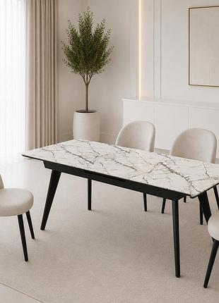 Стіл атланта 160(200)*80*76 laminam invisible white (5mm)