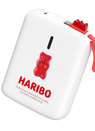Портативный внешний аккумулятор dchk haribo mini power bank 20000 мач, 22.5 вт, со встроенным кабелем usb-c