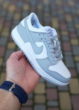 Жіночі кросівки nike sb dunk low білі з сірим низькі кросівки для дівчини найк сб 39(24.5см)