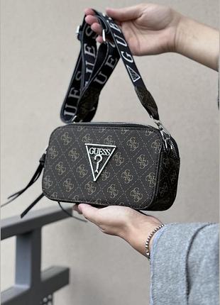 Женская сумка guess v426 прямоугольная кросс-боди коричневая