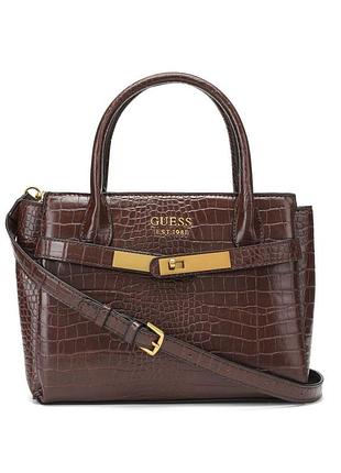 Женская сумка guess 121 темно-коричневая рептилия