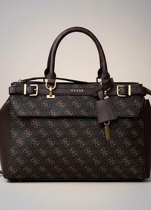 Женская сумка 089 guess с двумя ручками темно-коричневая