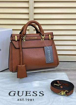 Жіноча сумка guess 088 з двома ручками коричнева
