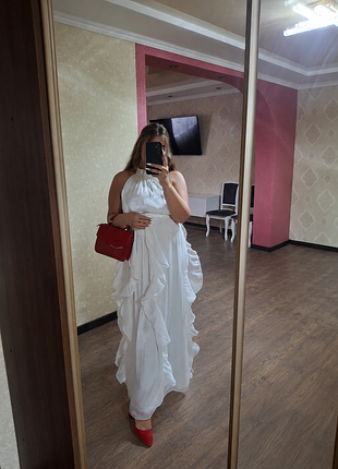Біла святкова сукня максі, преміум якості