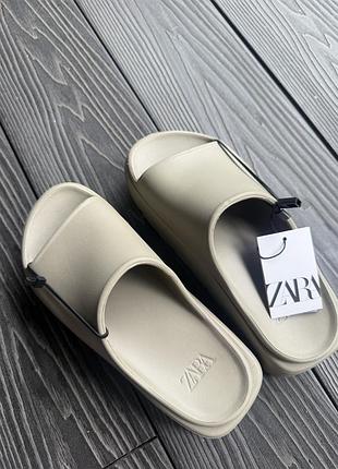 Шлепанцы zara, 37 размер , цвет хаки