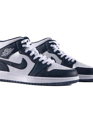 Кросівки чоловічі nike air jordan 1 retro dark blue white (41-44 розмір)