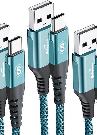 Кабель usb-a – usb type-c sweguard, нейлоновая оплетка, быстрая зарядка, 2 м, синий