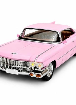 Машинка cadillac coupe de ville 1959 1:24 металева ретро модель зі світловими та звуковими ефектами, інерційний механізм