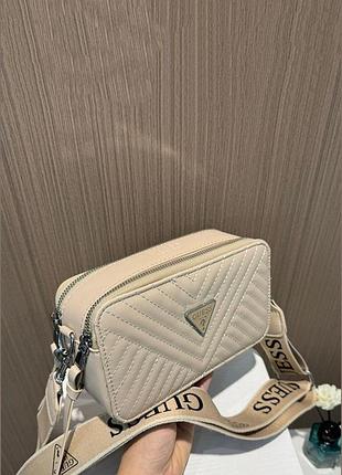 Женская сумка guess 5510 кросс-боди бежевая