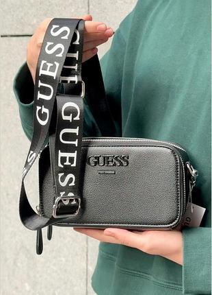 Жіноча прямокутна сумка guess 23705 крос-боді чорна