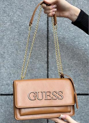 Жіноча сумка guess крос-боді коричнева