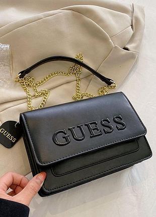Жіноча сумка guess крос-боді на ланцюжку чорна