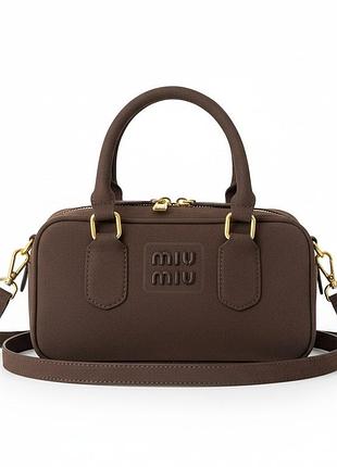 Жіноча сумка miu miu 3527 крос-боді замшева темно-коричнева