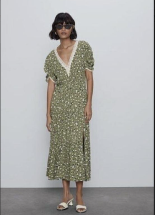 Вискозное миди платье zara