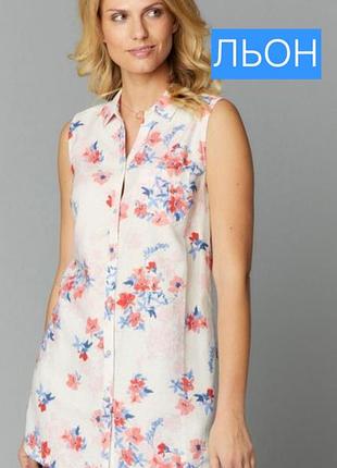 Блуза льняная без рукавов в цветочки от bonmarche