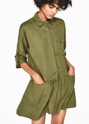 Свободное женское платье-рубашка zara на кнопках