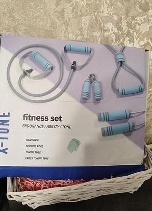 Фитнес набор эспандеров x-tone fitness set (скакалка, эспандеры)
