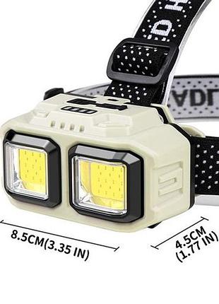 Фонарь на голову со встроенным аккумулятором bailong hx-816 2cob(white+red), налобная лампа sf-95