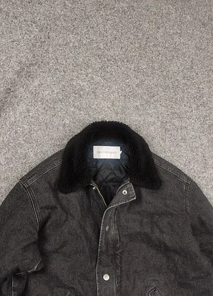 Мужская куртка calvin klein jeans sherpa бомбер из черного денима оригинал джинсовка