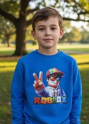 Синий свитшот толстовка roblox на мальчика 7-8 лет