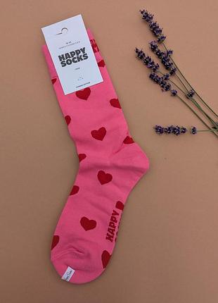 Шкарпетки жіночі happy socks рожеві серце демісезонні, рожевий 2701842