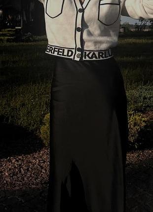 Кардиган жіночий karl lagerfeld білий з чорним написом котон + шерсть 2
