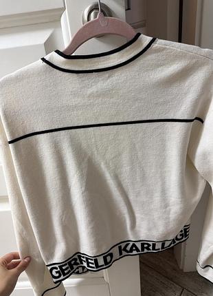 Кардиган жіночий karl lagerfeld білий з чорним написом котон + шерсть 5
