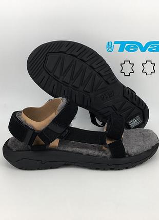 Мужские люксовые сандалии teva m hurricane shearling 1103241/blk 43 оригинал