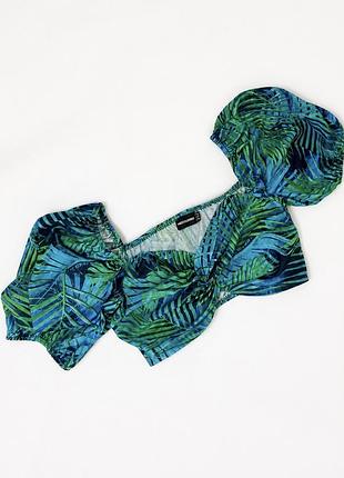 Легкий яркий топ блуза блузка с обьемными рукавами prettylittlething s-m