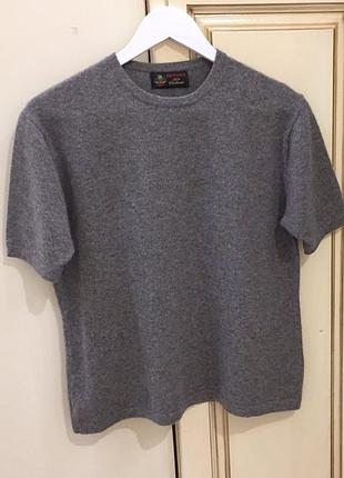 Новый.свитер из кашемира house of scotland 100% cashmere short sleeve crew neck sweater grey из свежих коллекций