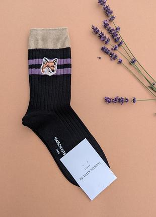 Шкарпетки жіночі maison kitsune чорні лисичка демісезонні, чорний 2701836