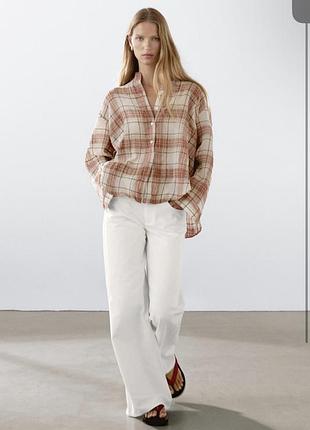 Massimo dutti сорочка льон у клітинку розмір м