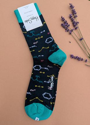 Носки мужские happy socks темно зеленые химия демисезонные, зеленый 2701827