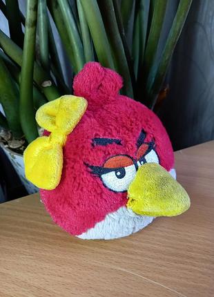 Мягкая игрушка angry birds красная птичка с желтым бантом