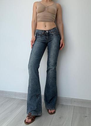 Джинсы синие 34 xs низкая средняя талия посадка bootcut flared клёш y2k винтаж vintage