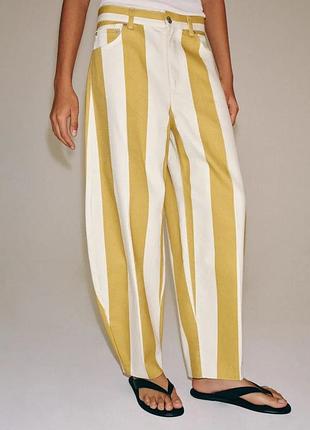 Джинсы zw collection tapered с высокой посадкой и полосками